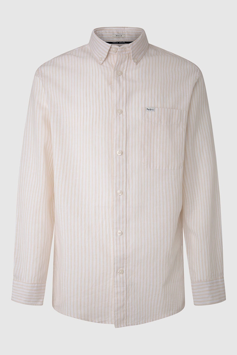 Полосатая рубашка из льна и хлопка Pepe Jeans London, белый