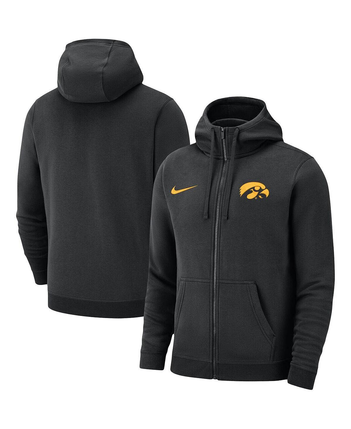 

Мужская черная толстовка с молнией во всю длину Iowa Hawkeyes Club Nike