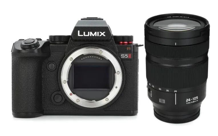 

Полнокадровая беззеркальная камера Panasonic Lumix S5II и объектив S-R24105 S 24–105 мм f/4 Macro O.I.S. Комплект объективов