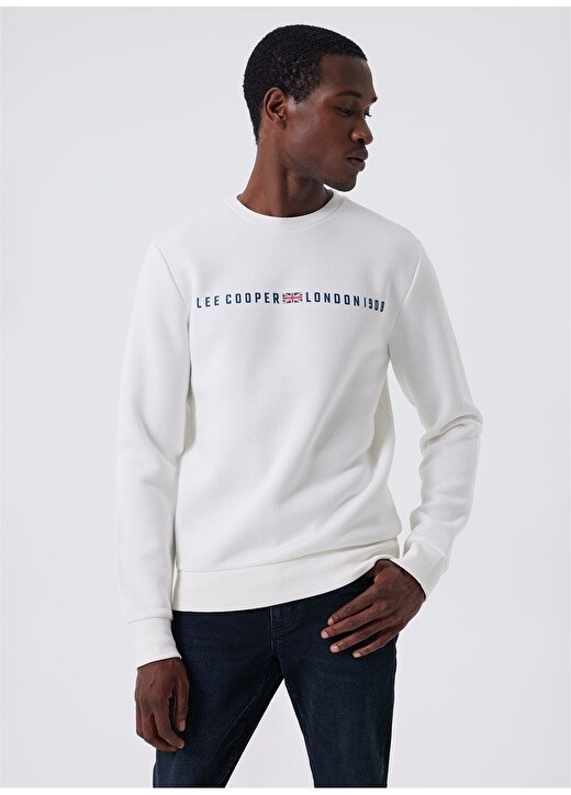 

Белый мужской свитшот с круглым вырезом Lee Cooper