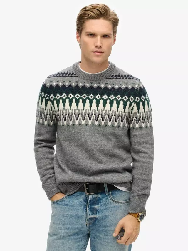 

Джемпер Superdry Fairisle Knit Crew, цвет grey marl multi