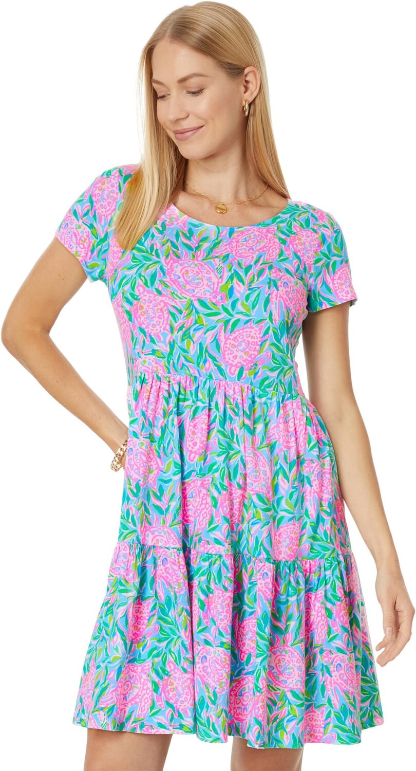 

Платье Geanna с короткими рукавами Lilly Pulitzer, цвет Frenchie Blue Turtley in Love