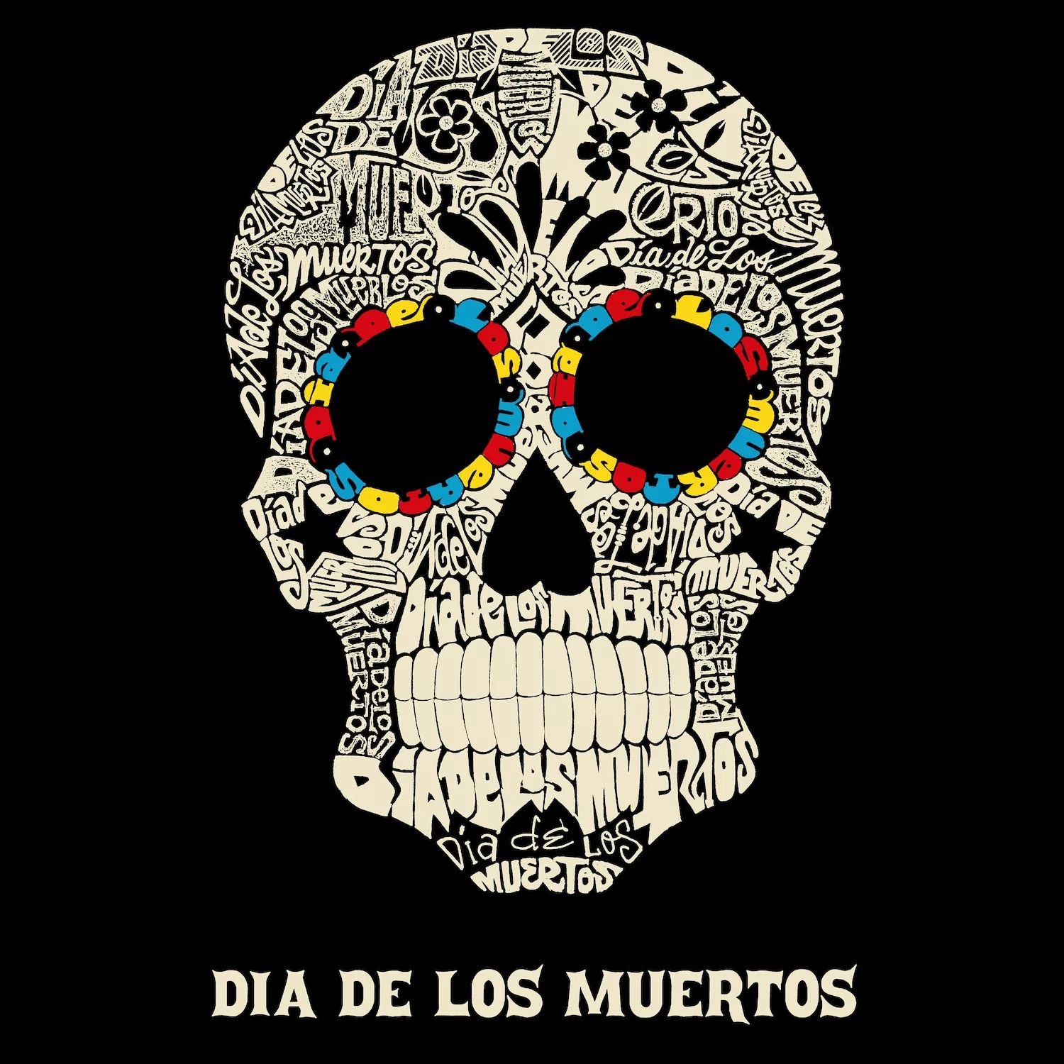 Dia De Los Muertos - Мужская толстовка с круглым вырезом Word Art LA Pop Art