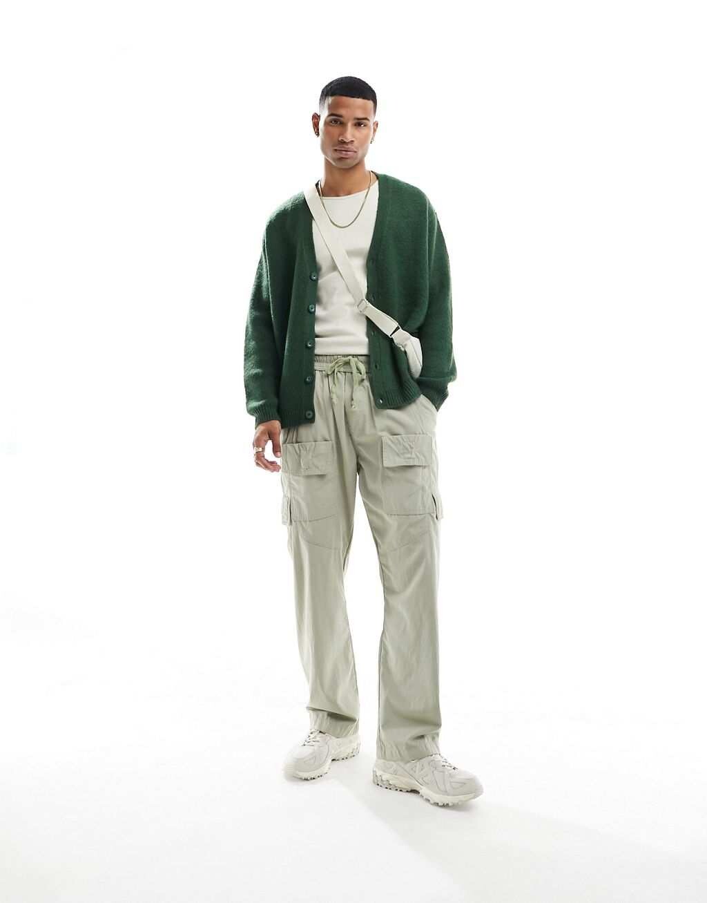 

Пышный кардиган оверсайз цвета хаки ASOS DESIGN