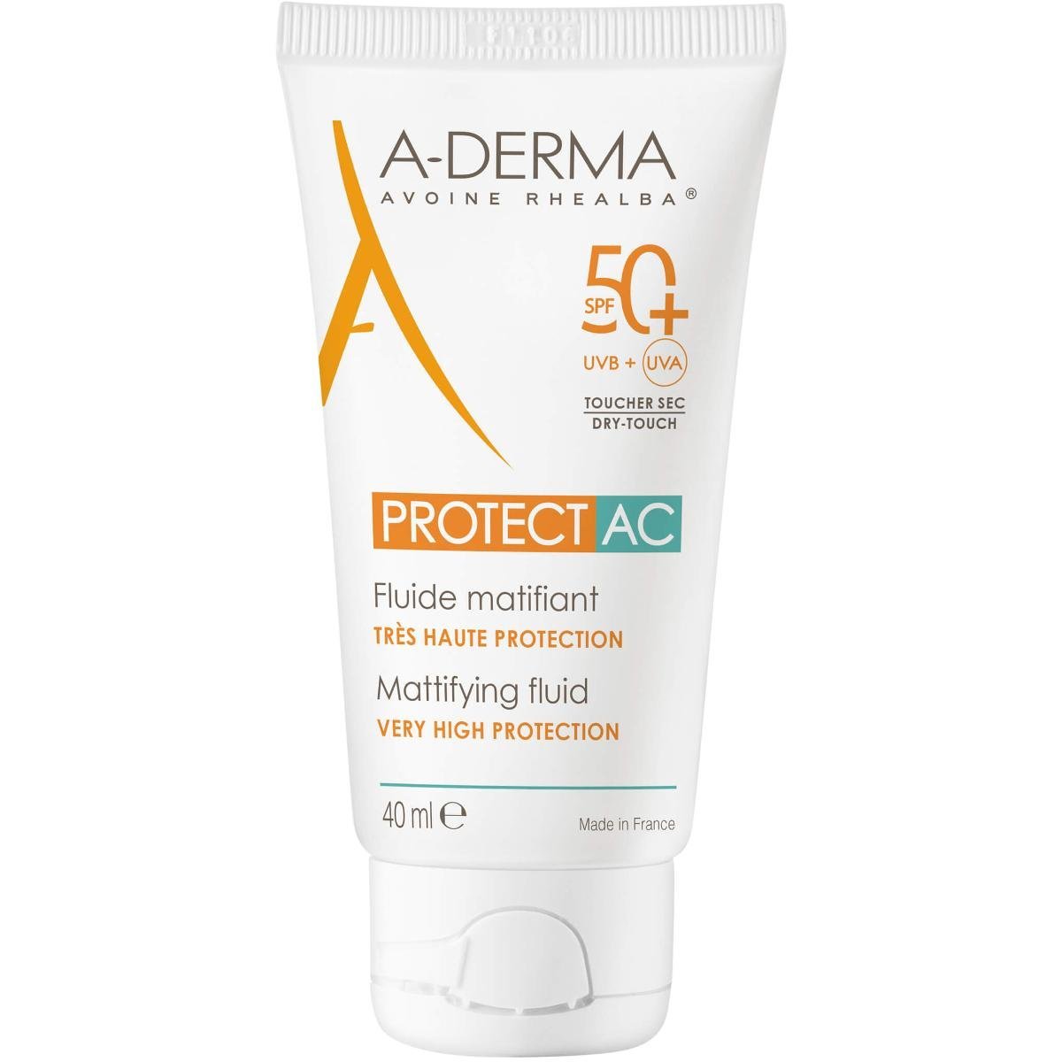 

Pierre Fabre, A-Derma Protect AC, матирующий флюид, очень высокая защита, SPF 50+, 40 мл