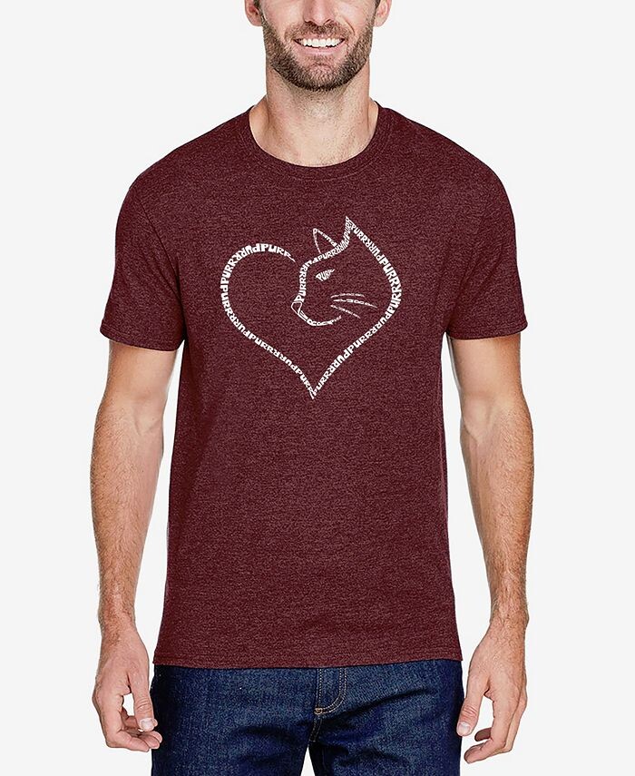 

Мужская футболка Cat Heart Premium Blend Word Art LA Pop Art, красный