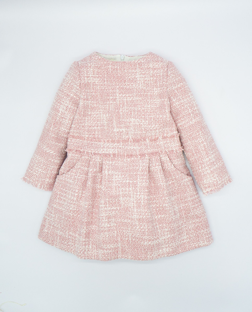 Платье для девочки из розового твида с поясом Fina Ejerique, розовый цена и фото