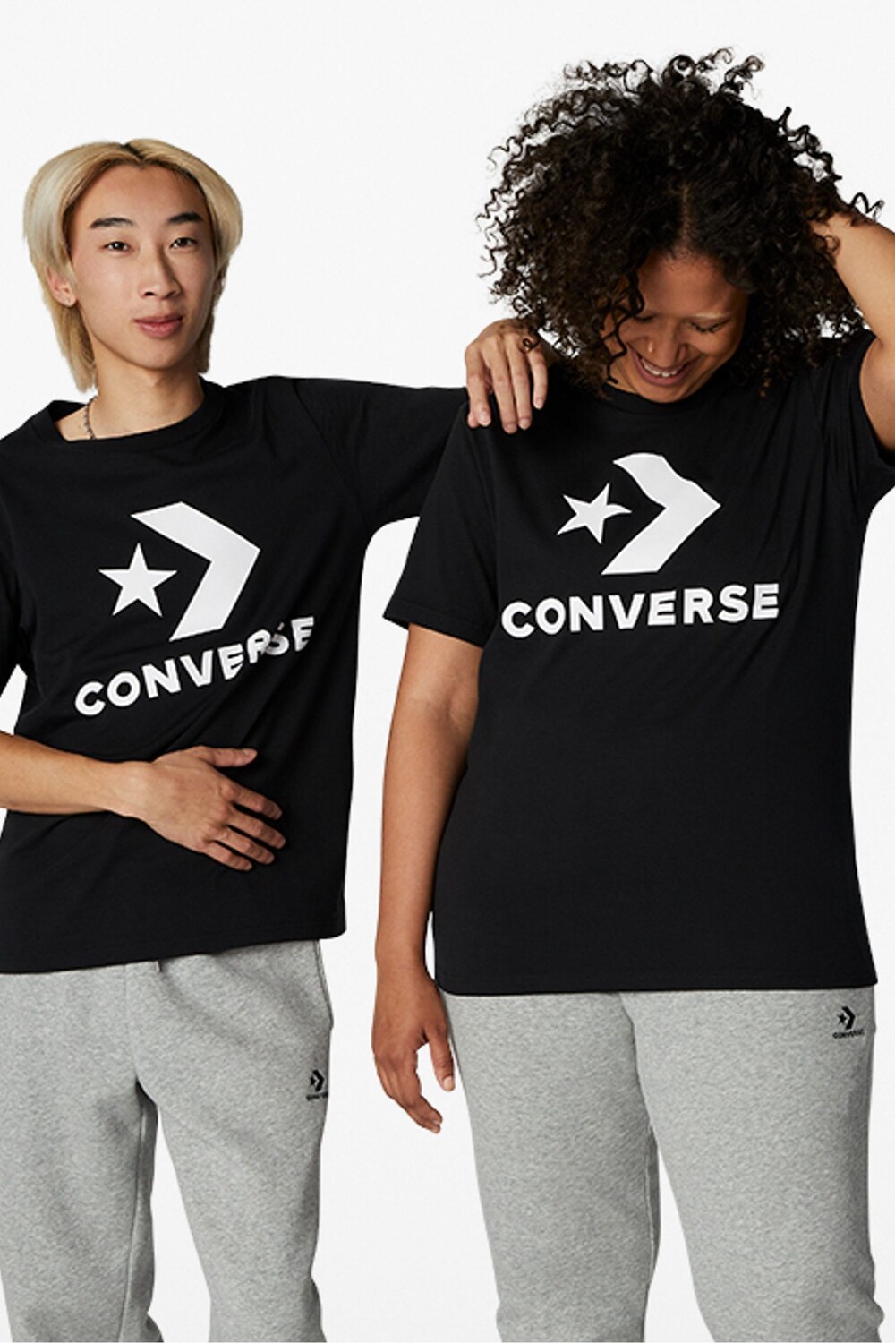 

Футболка со звездами и узором елочка Converse, черный