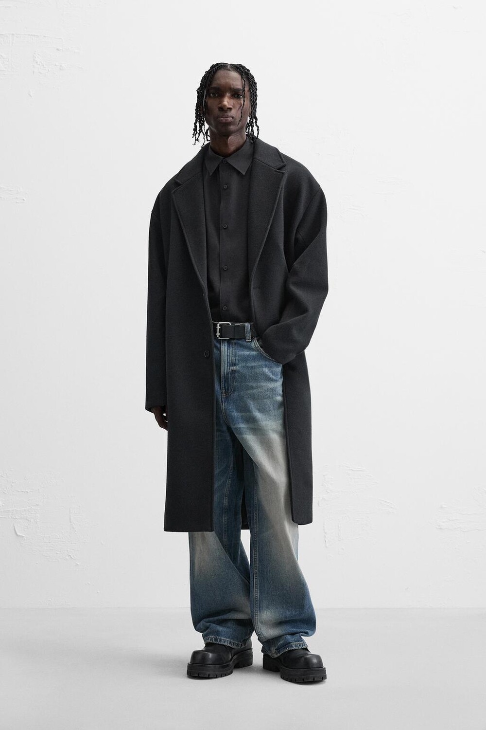 

Пальто oversize fit ZARA, черный