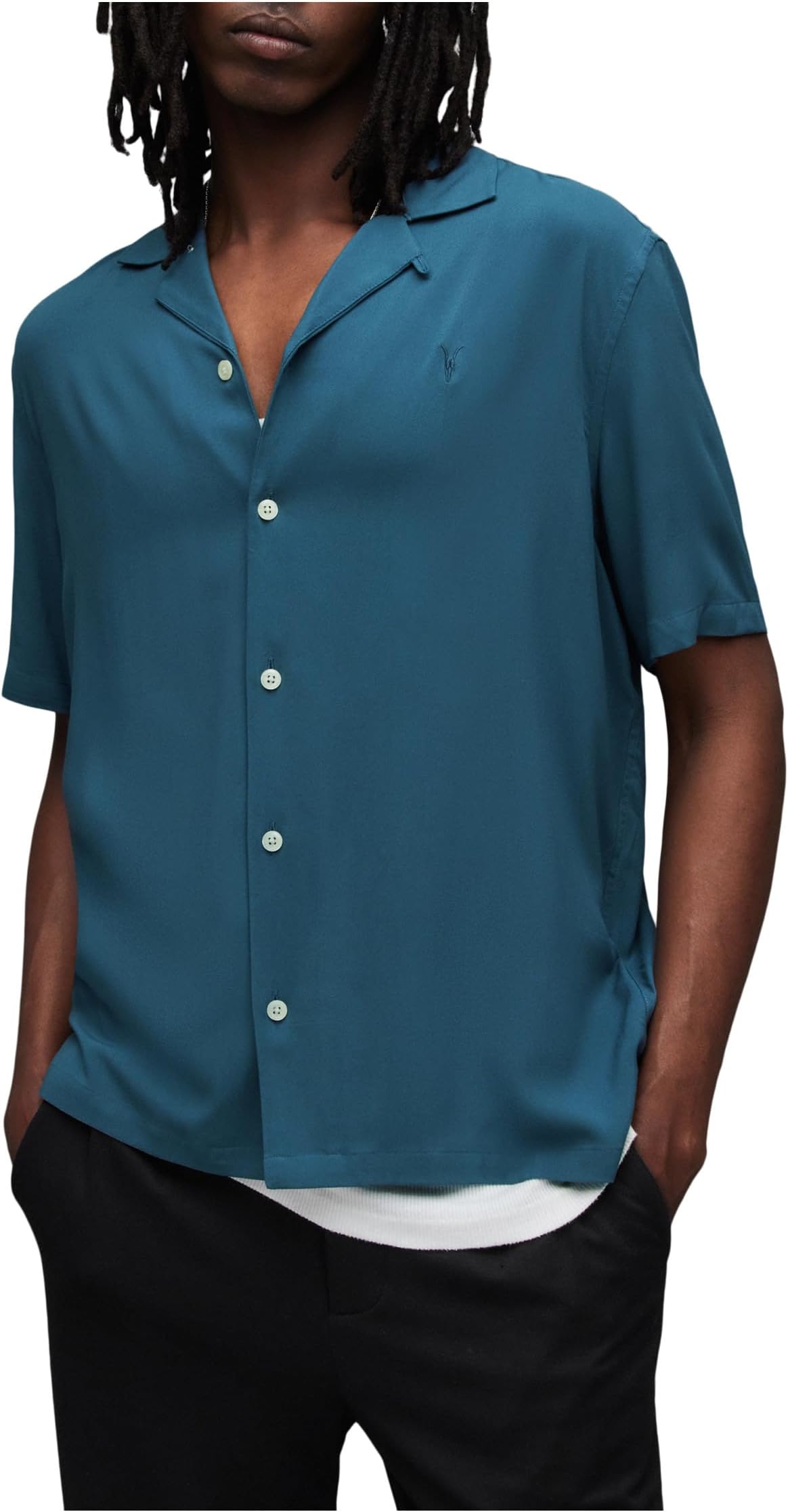 Рубашка с коротким рукавом «Венеция» AllSaints, цвет Jade Blue
