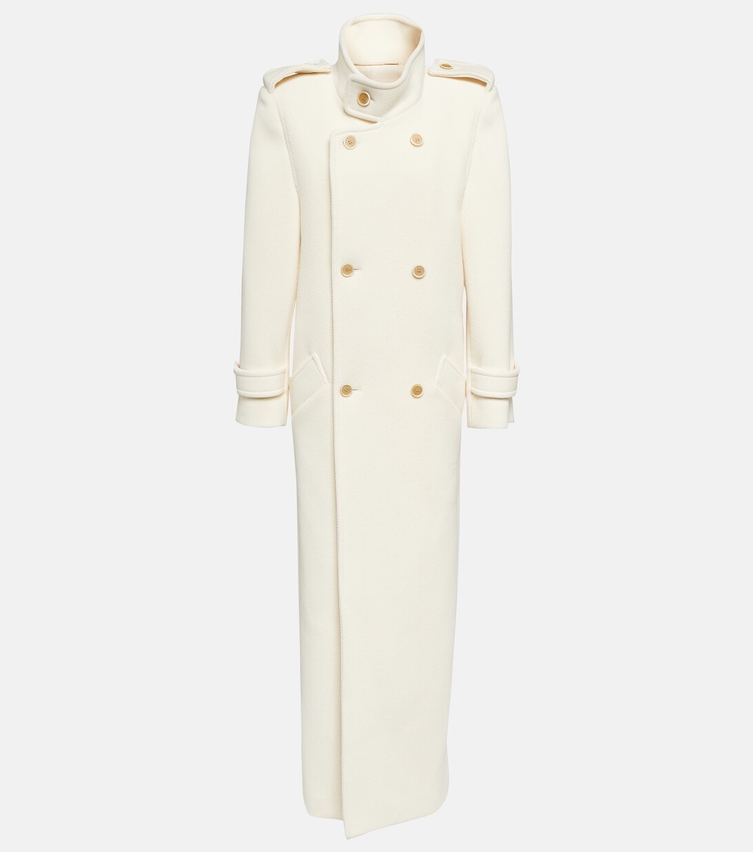 

Шерстяное пальто оверсайз SAINT LAURENT, белый
