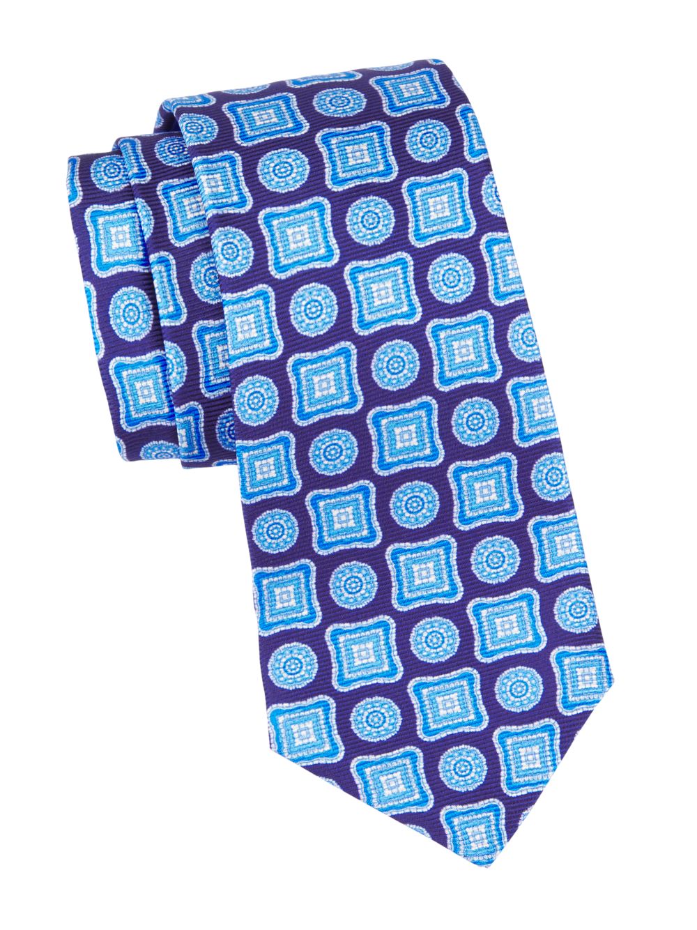 Шелковый галстук с абстрактным принтом Kiton, синий