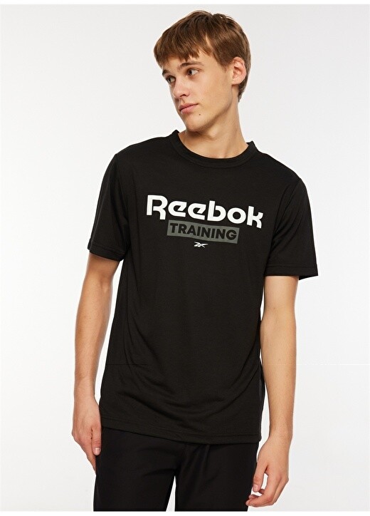 

Черная мужская футболка с круглым воротником Reebok, Черный