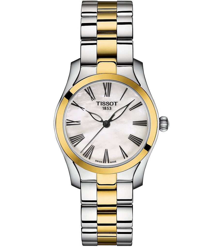 Женские двухцветные часы Tissot T-Wave с браслетом, мультиколор