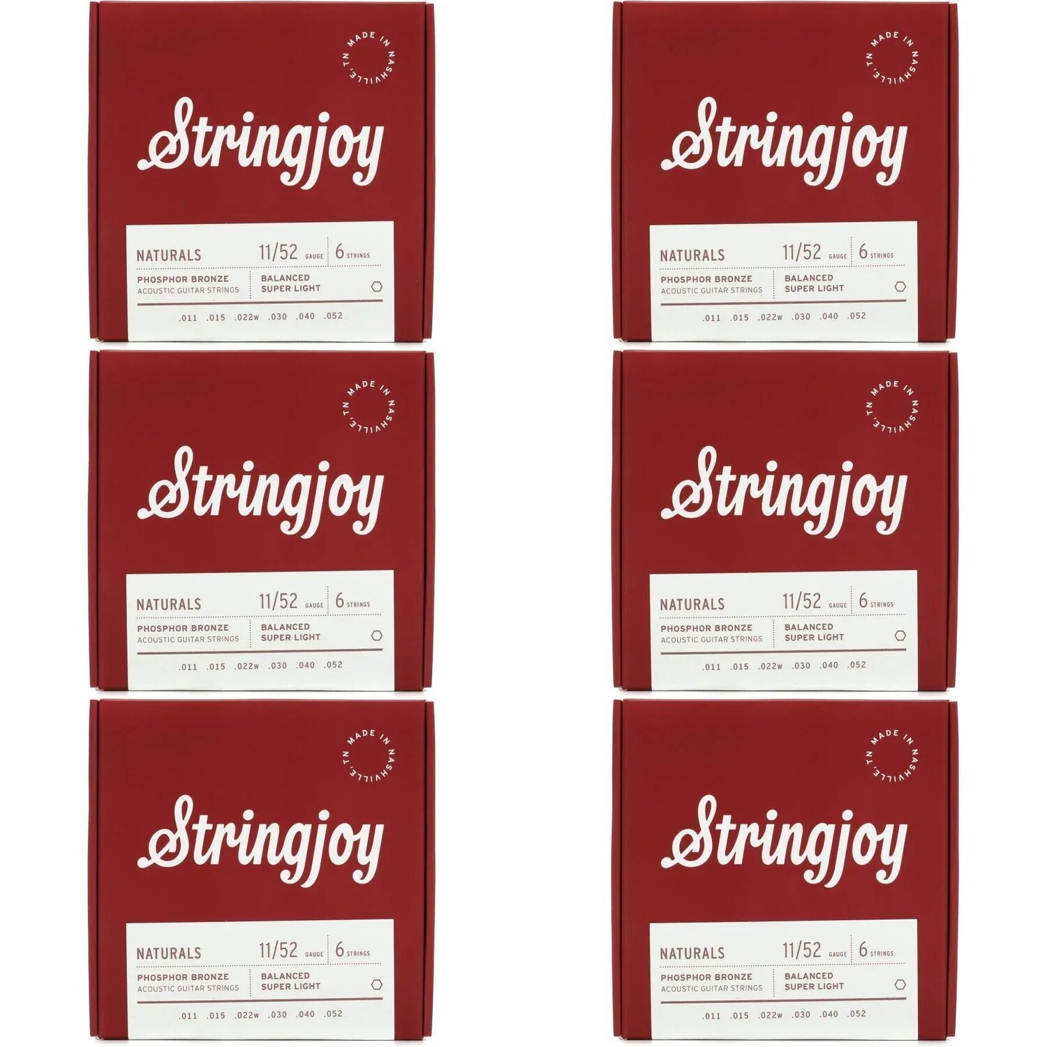 

Струны Stringjoy Naturals для акустической гитары из фосфористой бронзы — .011–.052 (6 шт. в упаковке)