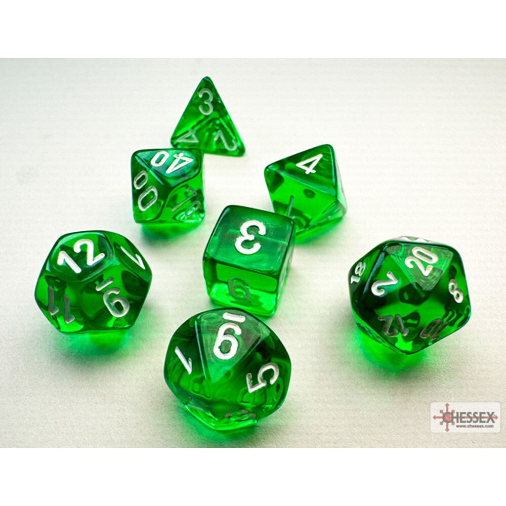 

Аксессуары Chessex 10mm Polyhedral Dice: Translucent - Green w/ White (7)