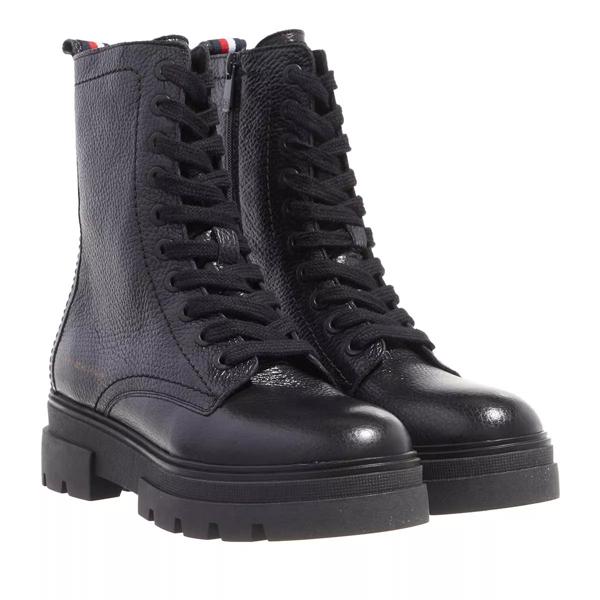ботинки на шнуровке tommy jeans short lace up boot коричневый черный Ботинки monochromatic lace up boot Tommy Hilfiger, черный
