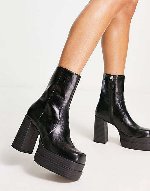 

Черные ботинки на высоком каблуке на платформе ASOS DESIGN East, Черный