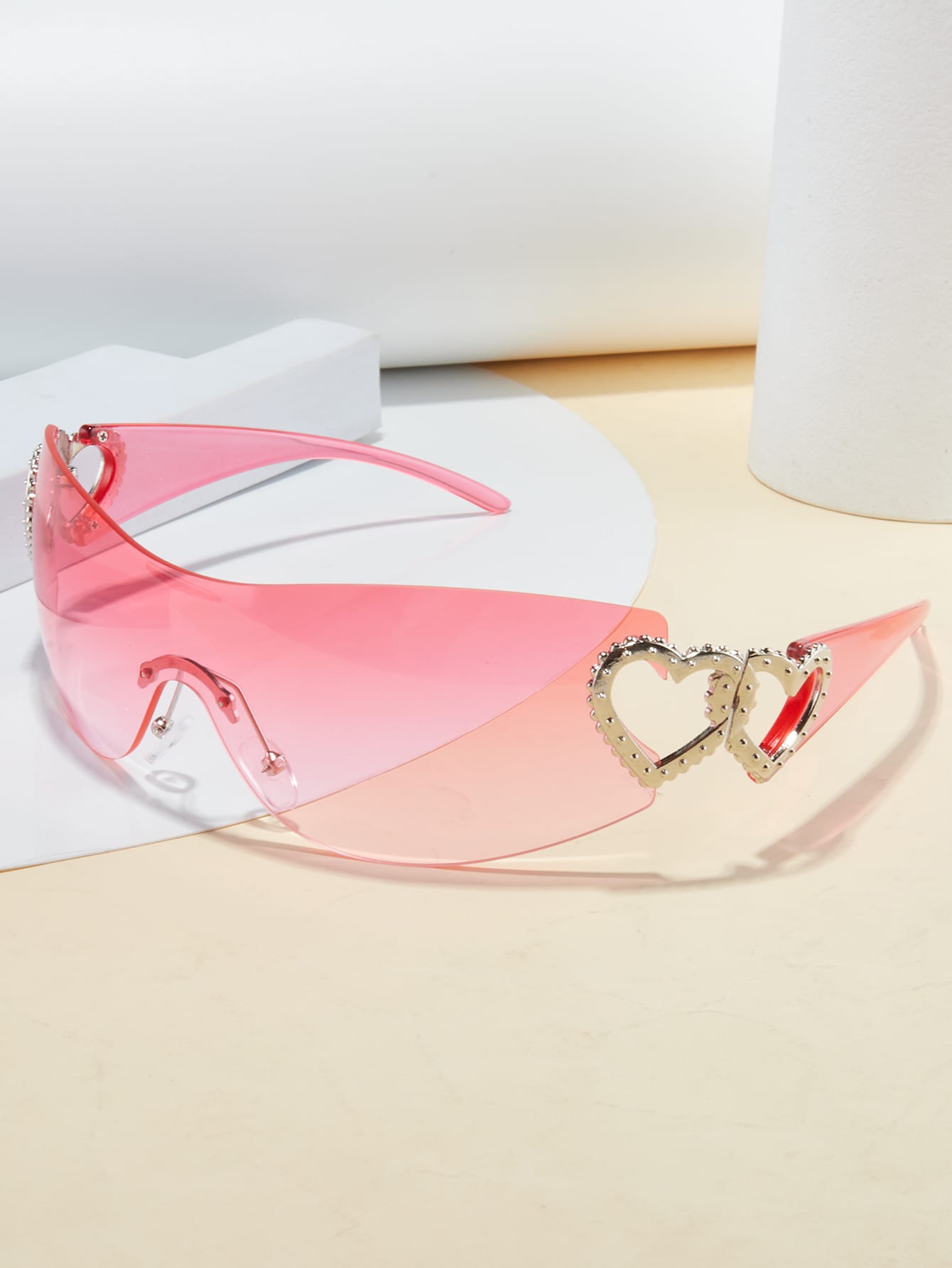 Женские спортивные солнцезащитные очки в форме сердца без оправы
