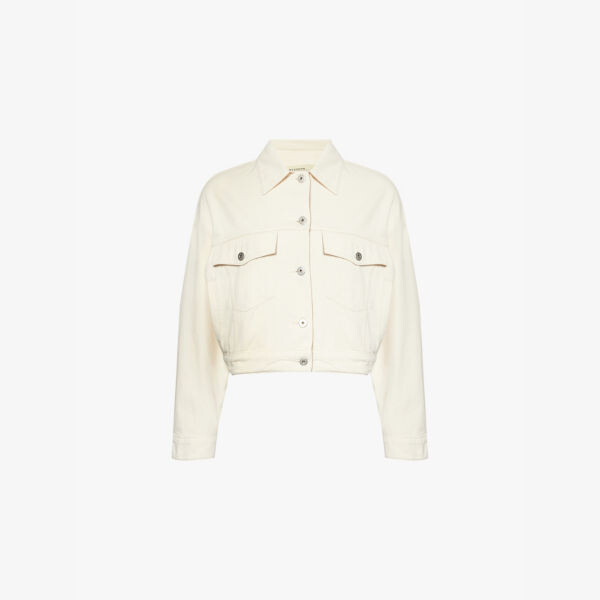 

Укороченная джинсовая куртка с карманом-клапаном Weekend Max Mara, экрю