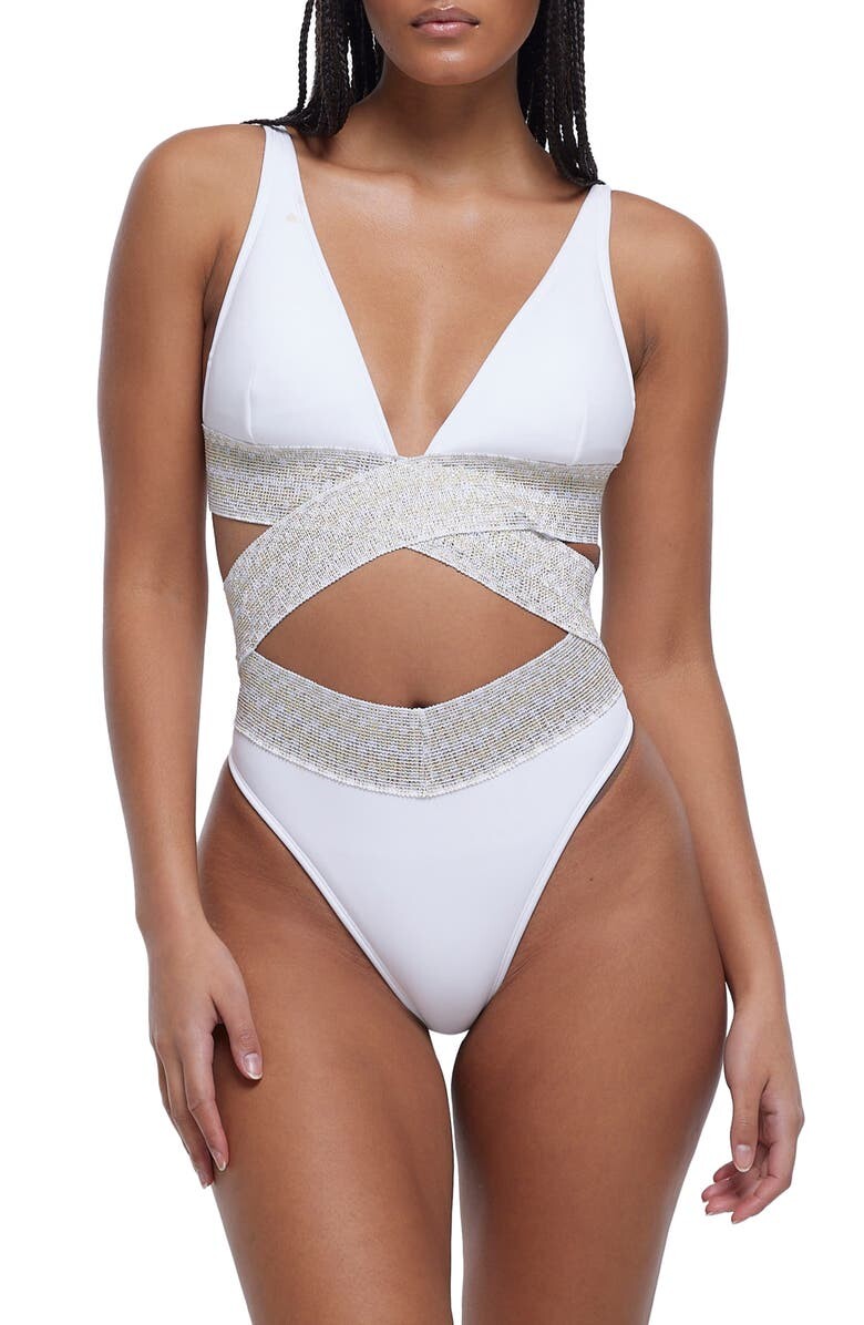 

Купальник с эффектом металлик RIVER ISLAND, белый