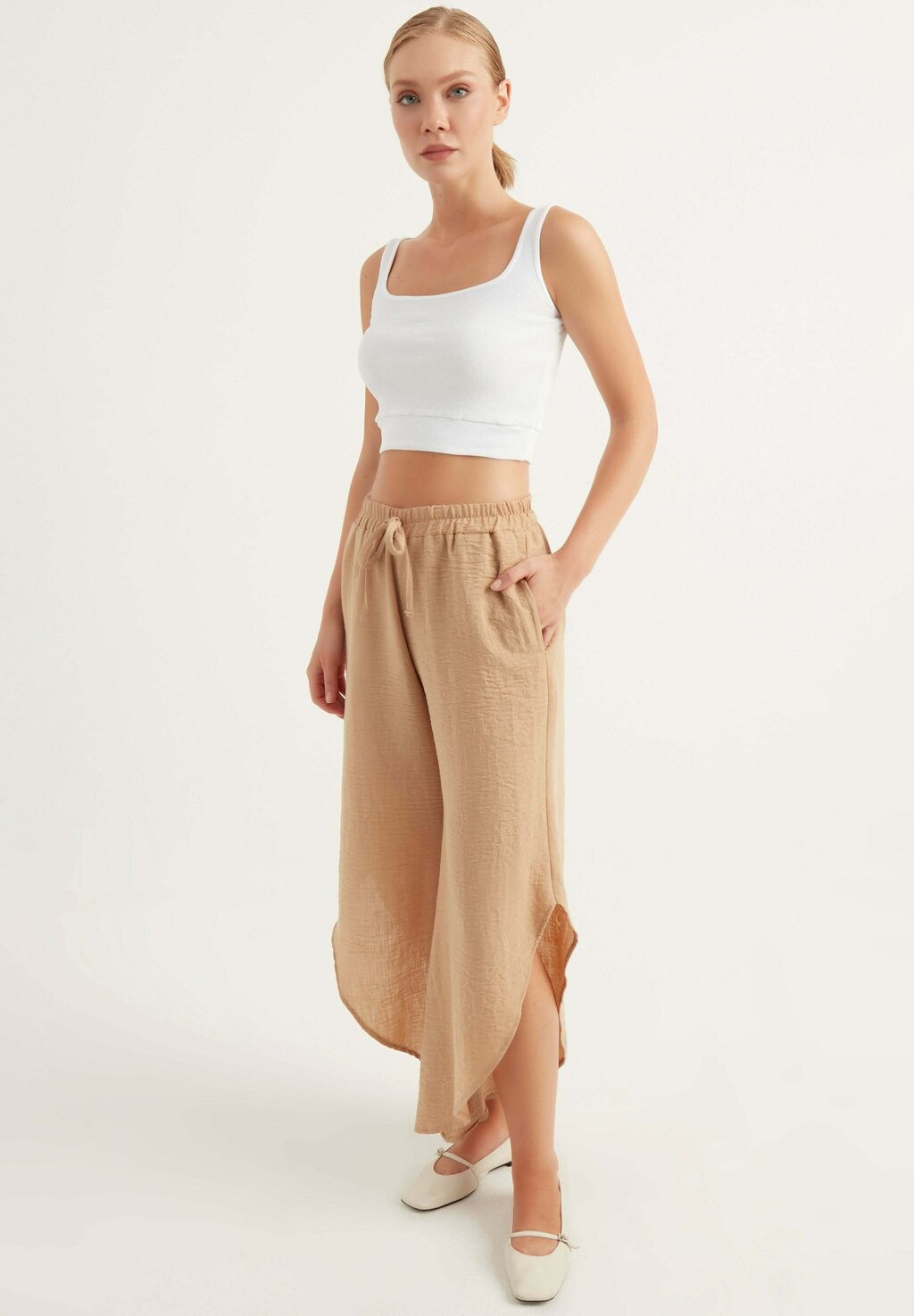 

Брюки ELASTIC WAIST WIDE LEG Herita, цвет light brown