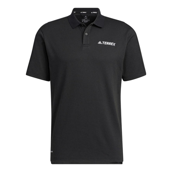 Футболка adidas Solid Color Alphabet Logo Printing Casual Short Sleeve Polo Shirt Black, черный