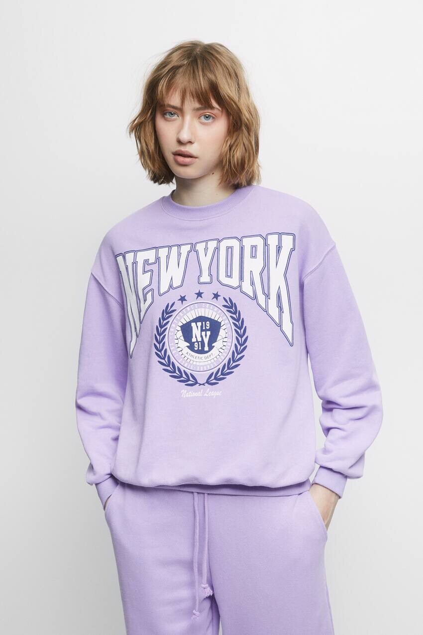 

Толстовка с университетским принтом Pull&Bear, лиловый