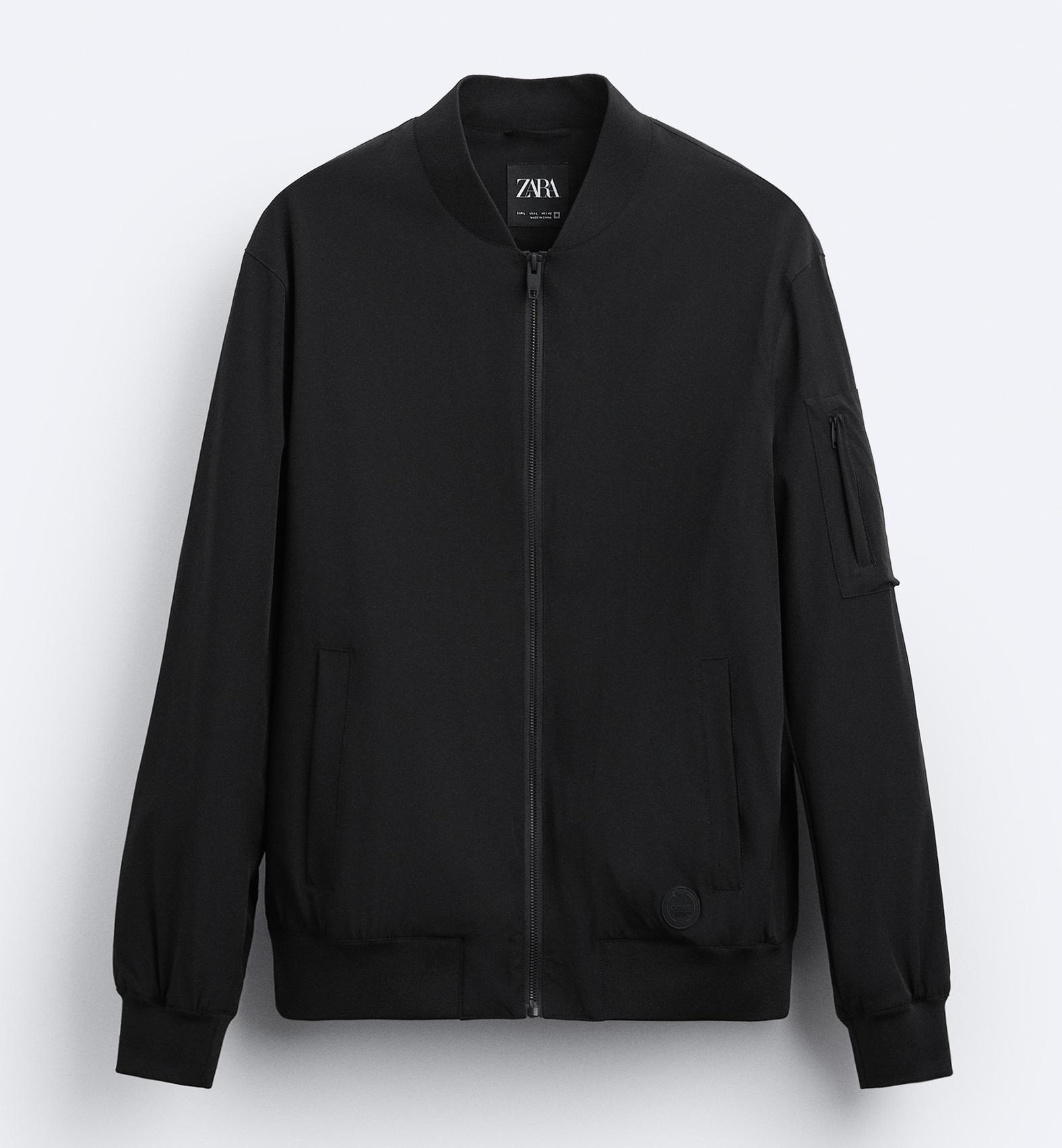 Куртка-бомбер Zara Lightweight, черный куртка бомбер zara contrast черный белый