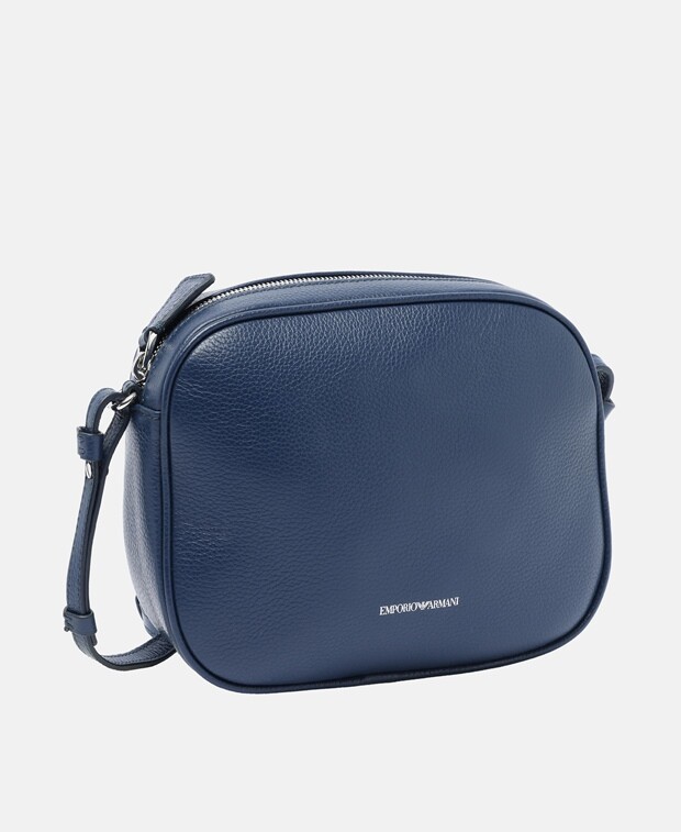 

Кожаная сумка через плечо Emporio Armani, темно-синий