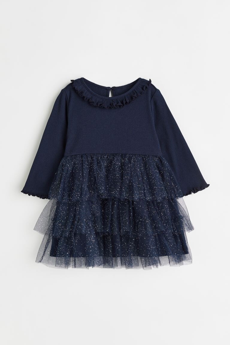 

Платье из джерси с тюлем H&M, военно-морской