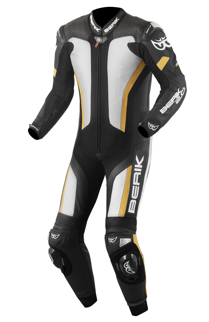 

Berik Losail Один кусок мотоцикл кожаный костюм, черный/белый/бронзовый