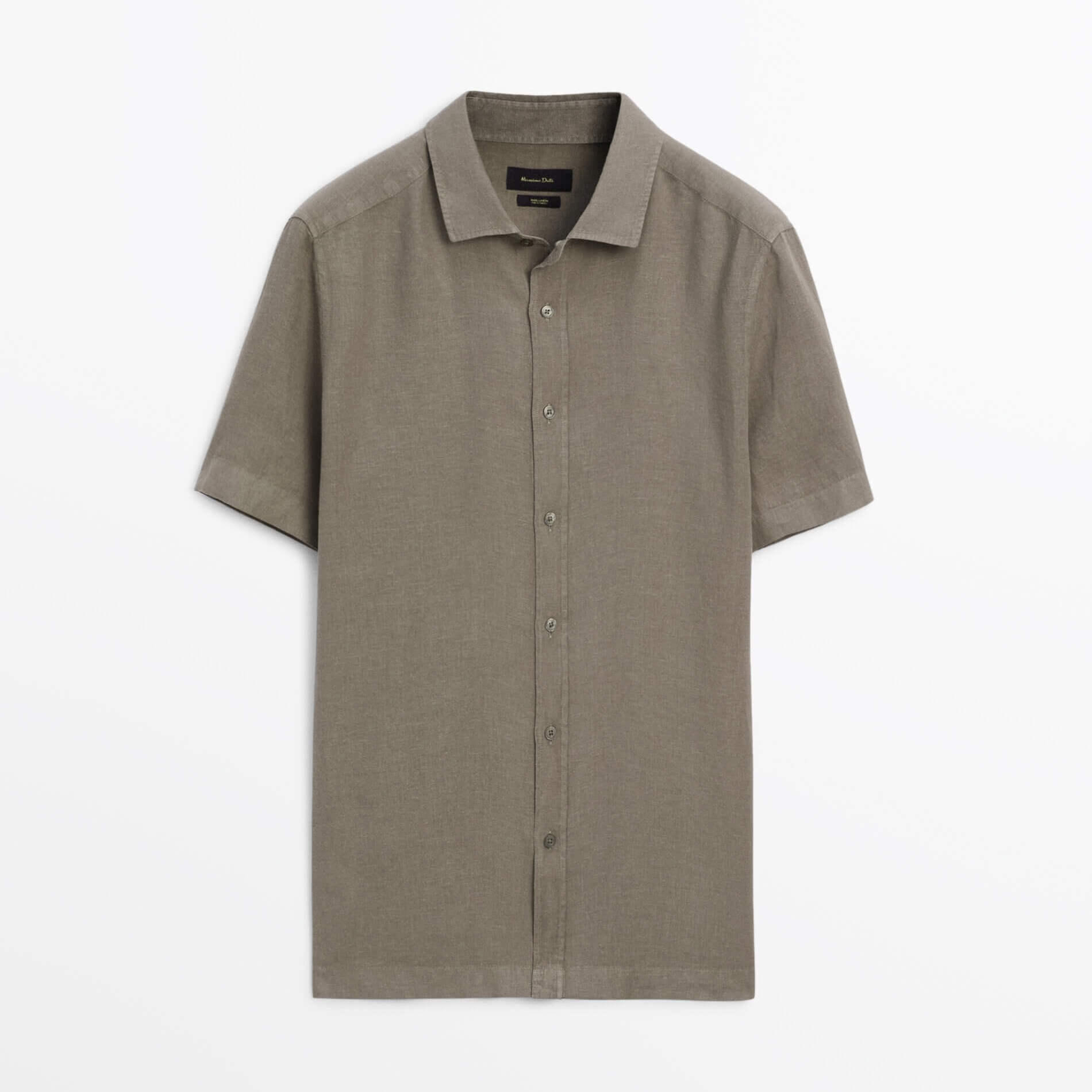 Рубашка Massimo Dutti 100% Linen With Short Sleeves, зеленый