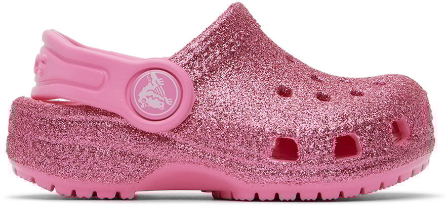 

Детские розовые классические блестящие сабо Crocs