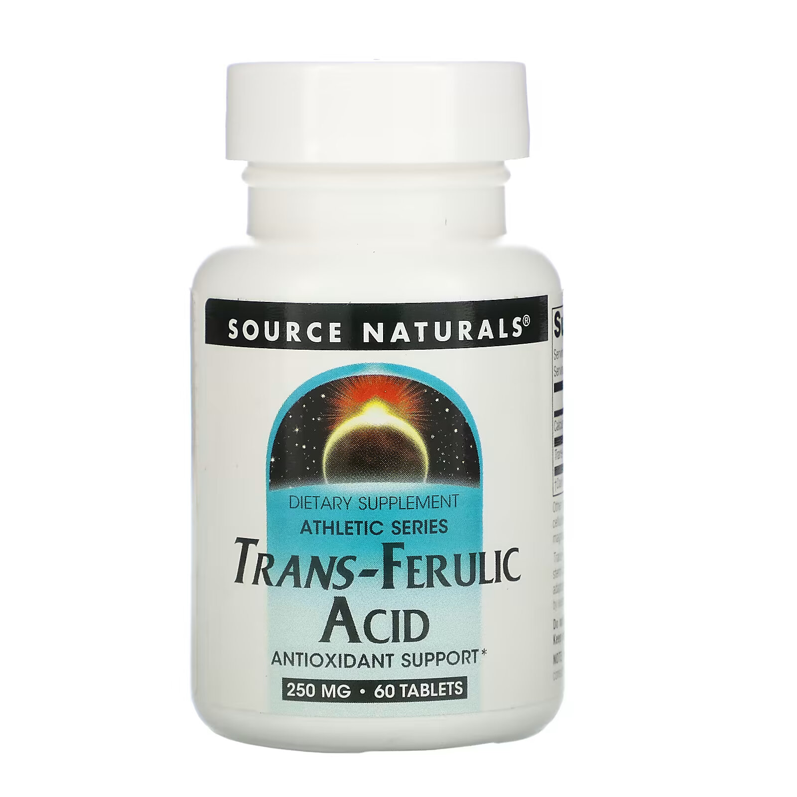 Source Naturals, Athletic Series, транс-феруловая кислота, 250 мг, 60 таблеток source naturals athletic series инозин 500 мг 60 таблеток