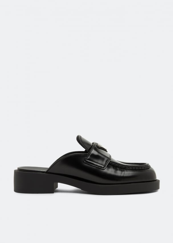 

Мюли PRADA Brushed leather mules, черный