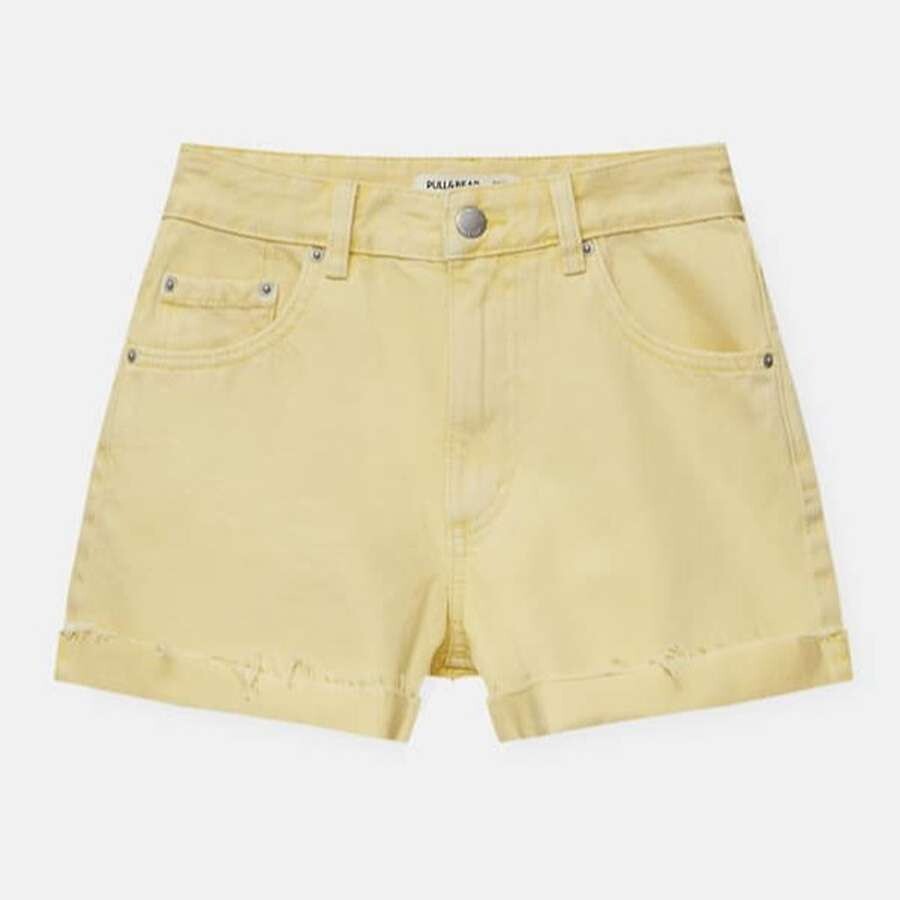

Шорты-бермуды Pull&Bear Mid Waist Denim, желтый