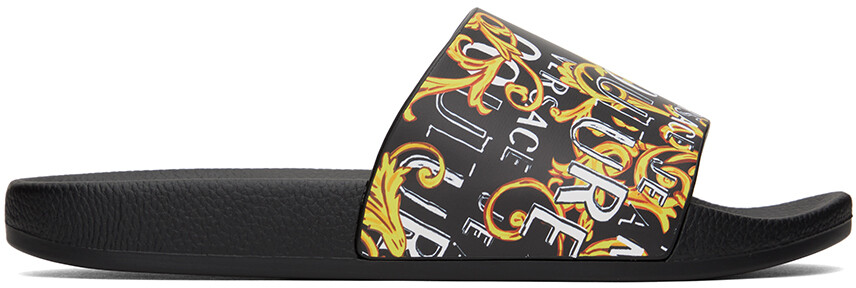 

Черные шлепанцы с логотипом Couture Versace Jeans Couture
