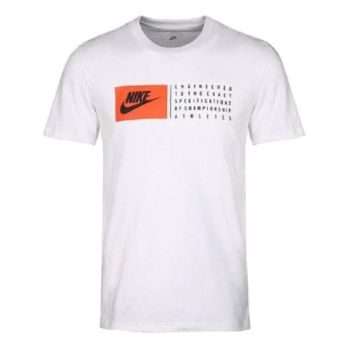 

Футболка Nike Sportswear Alphabet Printing Athleisure Casual Sports Short Sleeve, белый/оранжевый/черный