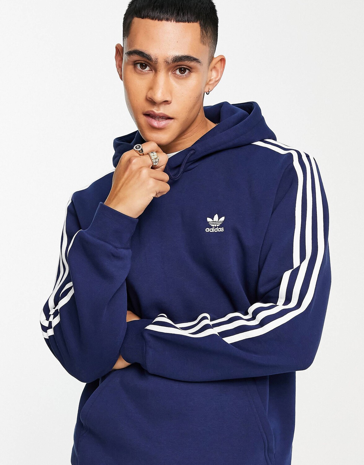 

Темно-синяя худи с 3 полосками adidas Originals adicolor