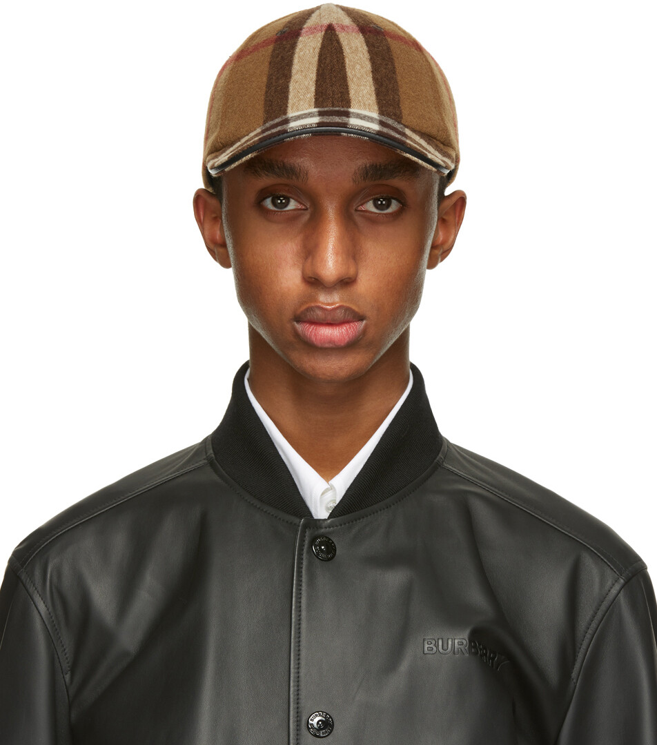 

Коричневая шерстяная бейсболка в клетку Burberry