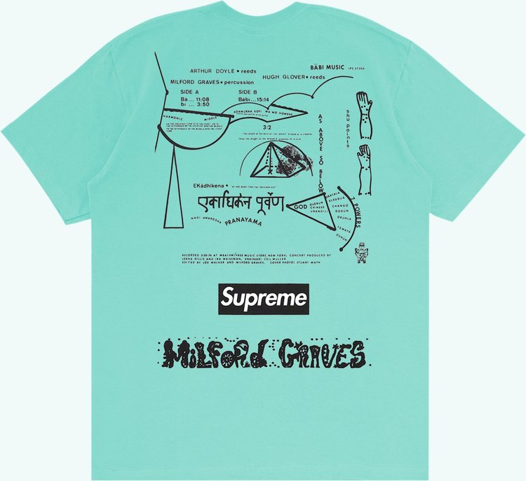 Футболка Supreme Milford Graves Tee 'Teal', бирюзовый – купить из