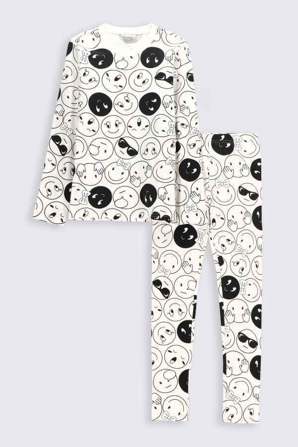 Пижама для девочки Coccodrillo белый хлопок с длинными рукавами