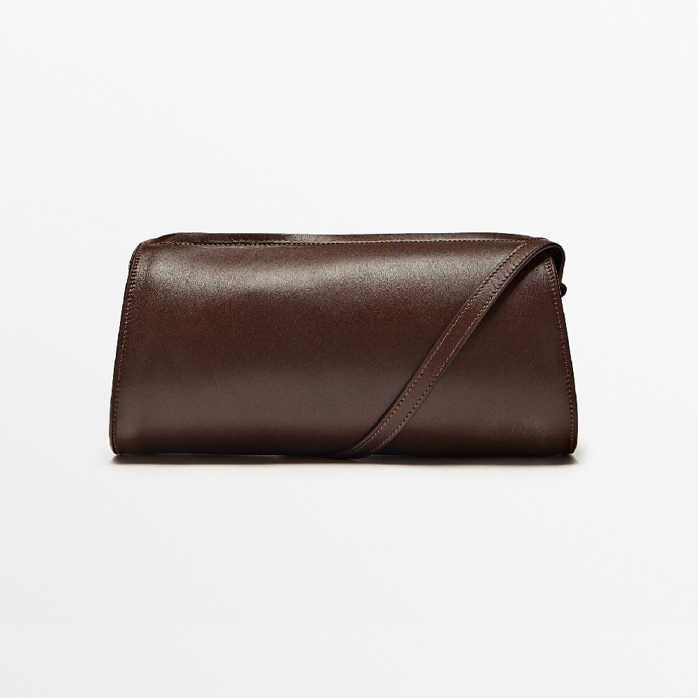 Сумка Massimo Dutti Plain Leather Cylindrical Crossbody, коричневый кожаная ручка ремешок сумка застежка лобстер сменная сумка на запястье ремешок кошелек для сумки аксессуары