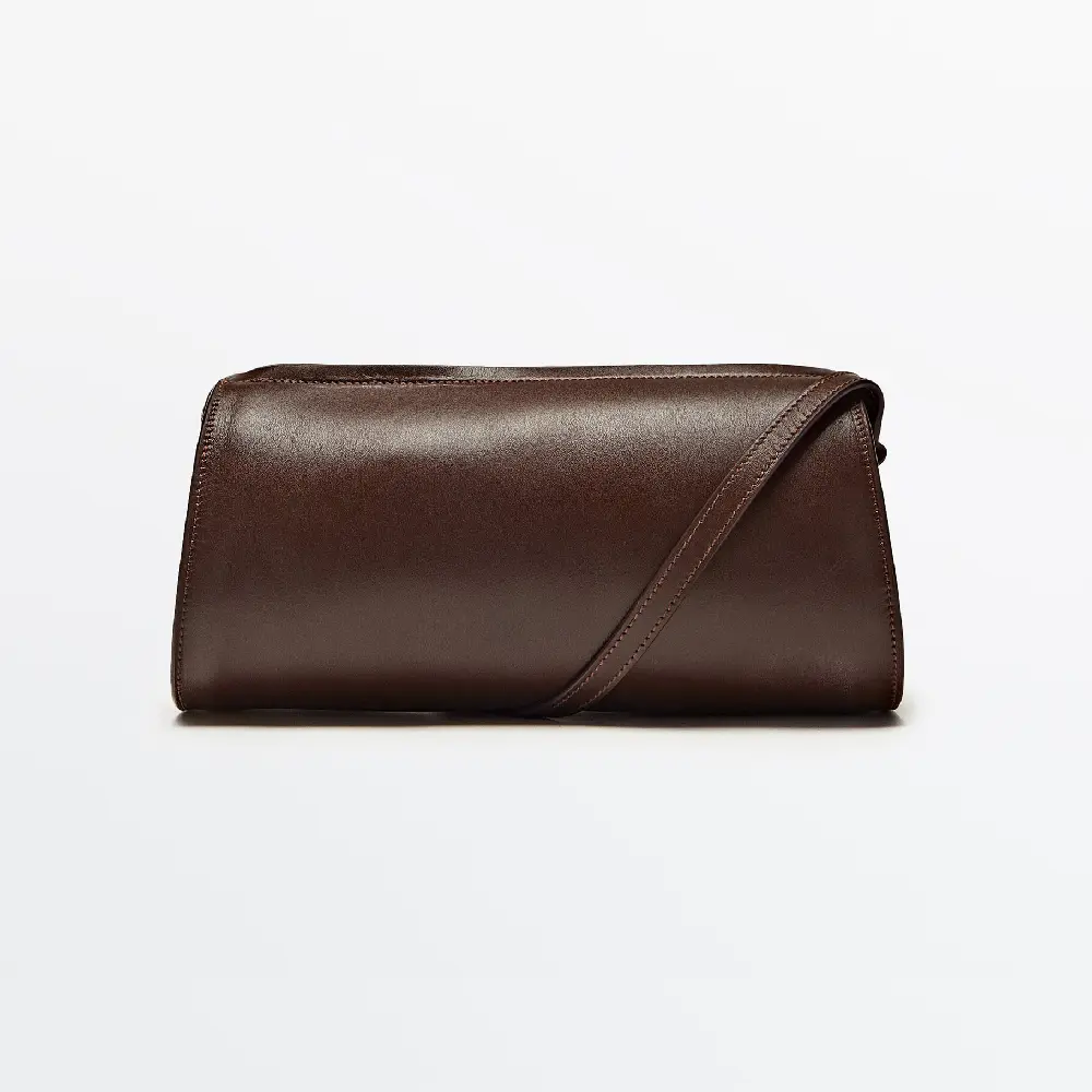 

Сумка Massimo Dutti Plain Leather Cylindrical Crossbody, коричневый
