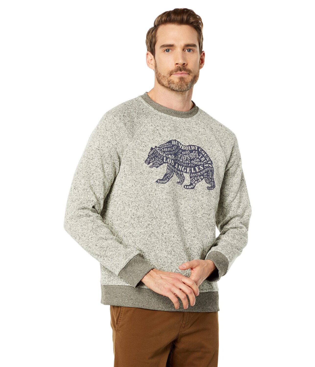 

Пуловер Lucky Brand, Los Feliz Fleece California Bear Crew, Серый