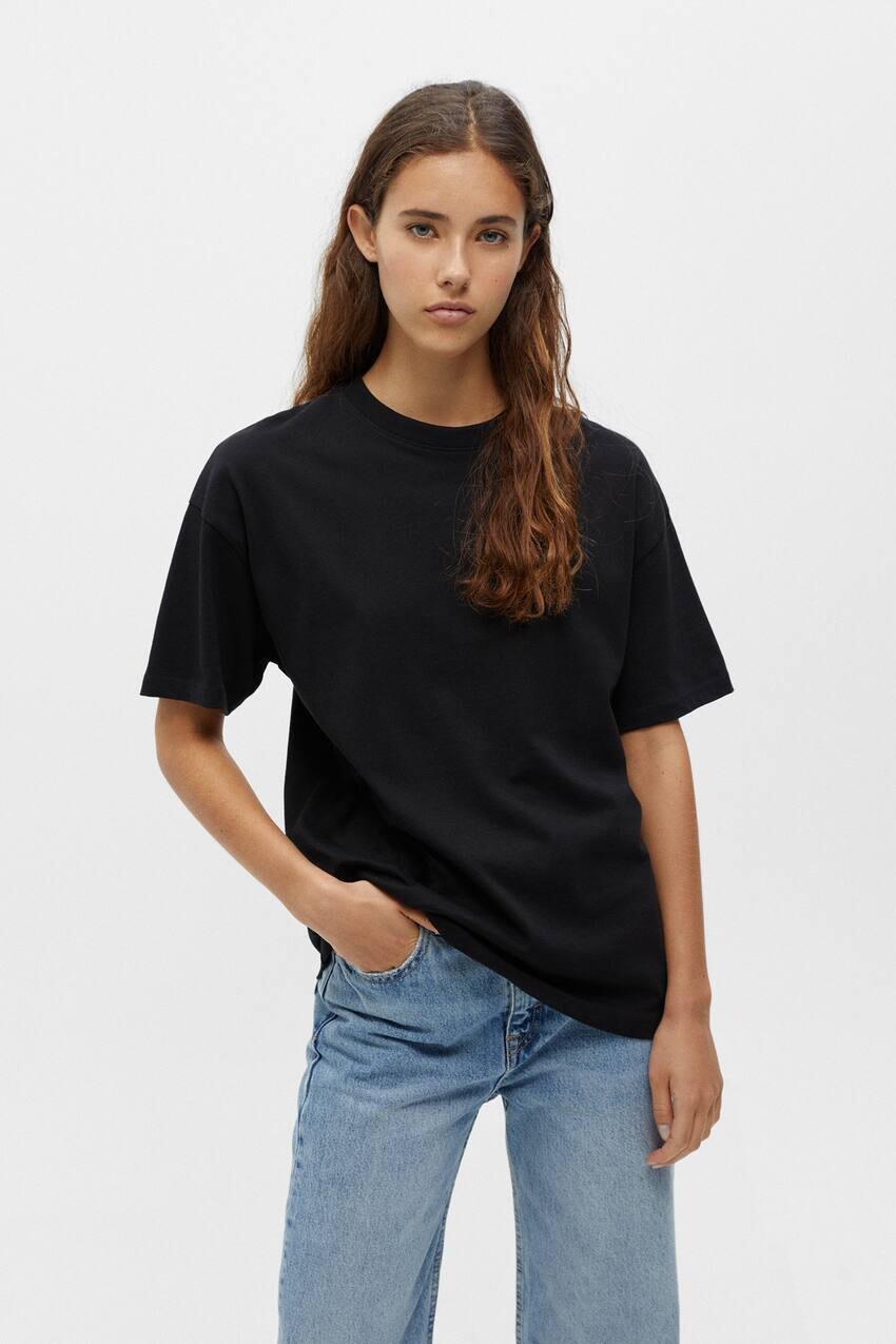 

Футболка оверсайз с короткими рукавами Pull&Bear, черный