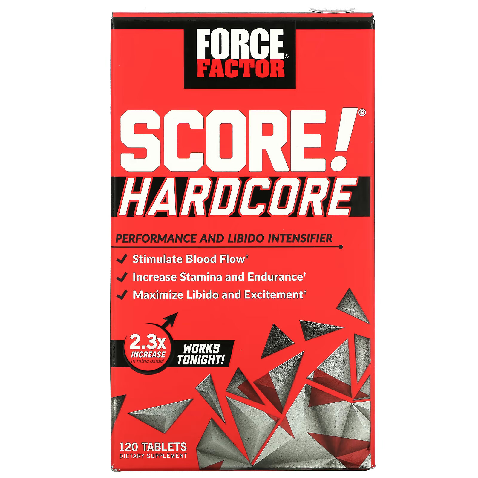 Force Factor, SCORE! Hardcore, средство для повышения производительности и либидо, 120 таблеток prosupps экстракт йохимбе средство для повышения производительности 120 капсул