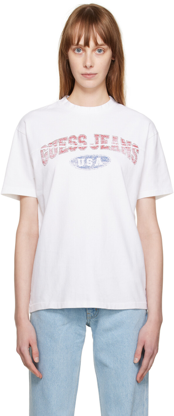 

Белая выцветшая футболка Guess Jeans U.S.A.