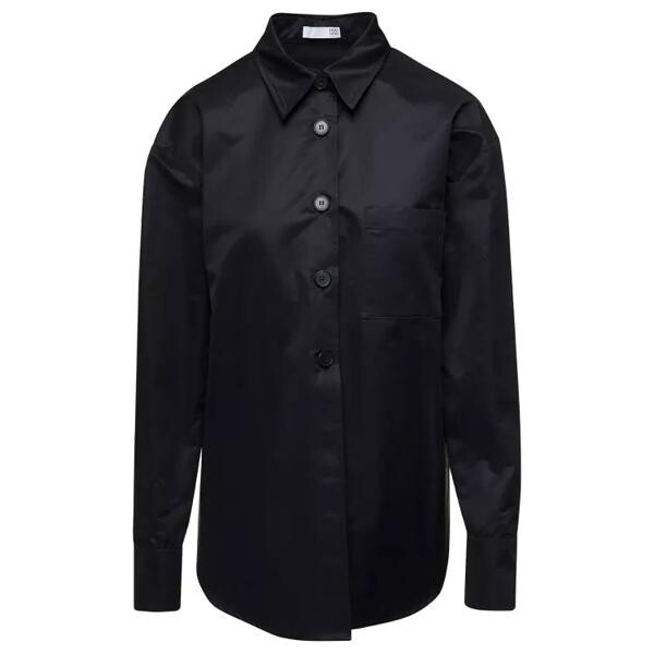 

Футболка long-sleeve shirt with tonal buttons in cott Douuod, черный